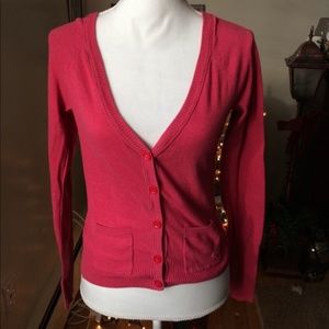 American Eagle Outfitters Red Cardigan Sweater